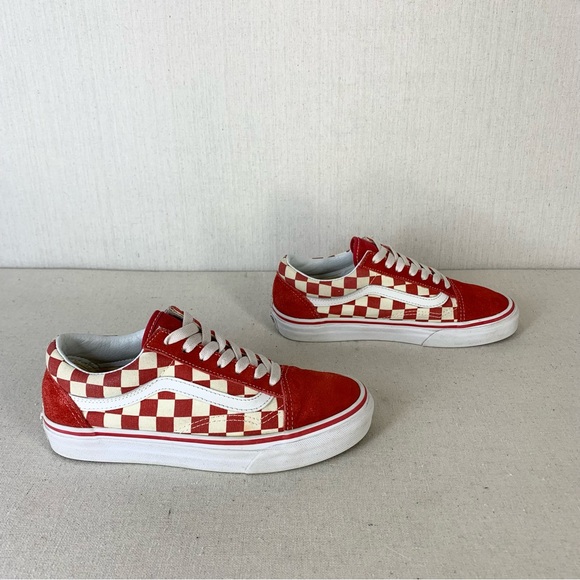 Vans~Women’s‎ Old Skool Retro Red Checkerboard Suede/Canvas Sneakers~Sz 5.5 - Picture 8 of 13